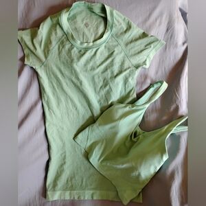 Lululemon Lime Green Shirt And Bra Top Excellent Condition Both For 25$.